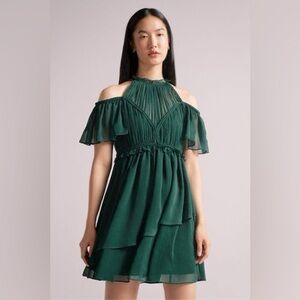Nwt TED BAKER LONDON  dark green rope detail mini dress size 4 ~ UK 14 ~ L